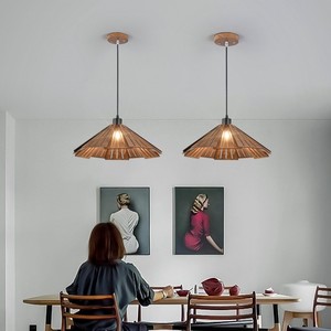โคมไฟจี้ไม้ LED สไตล์เรโทรสำหรับร้านอาหาร เกสต์เฮาส์ ห้องนอน ห้องอ่านหนังสือ ห้องน้ำชา บาร์เคาน์เตอร์ อุปกรณ์ให้แสงสว่าง - Product Image 2
