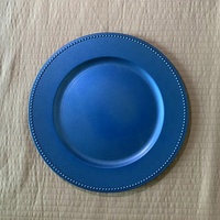 Chargeurs de perles de mariage en vrac pour assiettes à dîner table de fête assiettes de chargeur de perles métalliques en plastique bleu