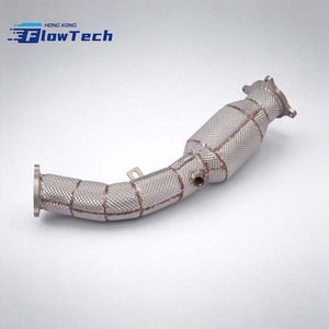 Downpipe FlowTech de 200 Celdas de Alto Flujo, Acero Inoxidable Pulido Espejo, Aislamiento Térmico para Audi A4 A5, 1.5mm de Grosor, Sensor OEM - Product Image 6