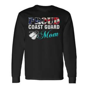 Camiseta de manga larga con diseño de bandera estadounidense para mamá orgullosa de la Guardia Costera - Product Image 1