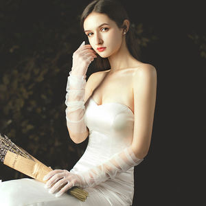 Gants longs brodés de sequins G9505M20 pour mariage, gants en <span class=keywords><strong>dentelle</strong></span> pour femme, gants de <span class=keywords><strong>mariée</strong></span> - Product Image 5