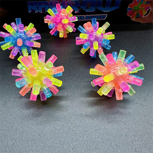 HAPU TPR 4cm Luminous <b>LED</b> Rubber Elastic Bounce Flicker Tip Rainbow Bouncy <b>Ball</b> Unisex for Ages 5+ - Product Image 1