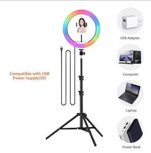 Vendite calde Photography Illuminazione MJ26 RGB Anello di Luce Con Il Treppiedi Clip di Telefono Selfie per TikTok Vlogging Breve <span class=keywords><strong>Video</strong></span> <span class=keywords><strong>YouTube</strong></span> Live - Product Image 4
