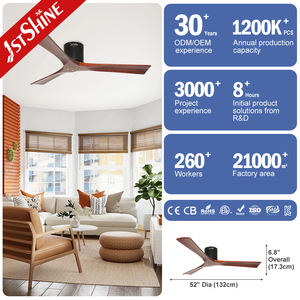 1stshine Ventilateur de plafond intérieur à faible bruit pales en bois Ventilateur de plafond à moteur DC efficace avec télécommande - Product Image 3