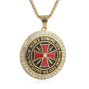 Themed <b>Cross</b> Pendant Titanium Steel Round <b>Chain</b> Men's Punk Retro Style 24070 - Product Image 5