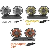 Vendite dirette ventilatore per auto USB 12V-24V per cruscotto ventola di raffreddamento estiva rotante pieghevole a doppia testa con targa di parcheggio