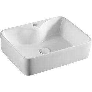 Lavabo da Appoggio Moderno Tradizionale 48x37cm in Porcellana Effetto Pietra, Lavandino Ovale Triangolare per Bagno, Finitura Opaca, Stile Rustico - Product Image 1