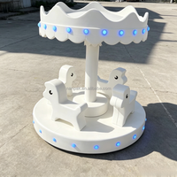 Manège d'animaux lumineux à LED blancs pour jeux souples, carrousel rotatif pour enfants pour la location de cafés ludiques, les fêtes et la décoration d'événements