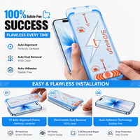 Protection d'écran en verre trempé Easy App pour iPhone 11-18, kit de suppression de poussière à une seule action, alignement automatique, impression soyeuse 2.5D HD 0.33mm