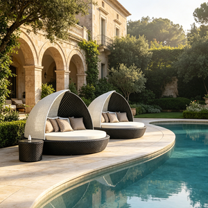 Ensemble <span class=keywords><strong>de</strong></span> meubles <span class=keywords><strong>de</strong></span> patio avec chaise longue, mobilier en rotin, ensemble décontracté d'extérieur, chaise longue <span class=keywords><strong>de</strong></span> luxe pour hôtel, villa, piscine, vacances - Product Image 1