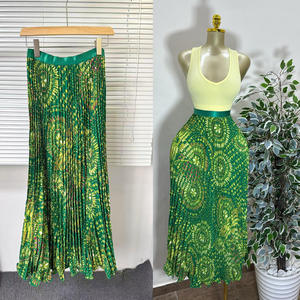 <span class=keywords><strong>Jupe</strong></span> plissée mi-longue vintage pour femme, taille haute, coupe trapèze, avec grand ourlet imprimé et tombé ample - Product Image 3