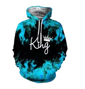 OEM logotipo personalizado Unisex Fitness deporte novedad Graffiti Color Sudadera con capucha 3D impreso <span class=keywords><strong>rey</strong></span> y reina marca Sudadera con capucha - Product Image 6