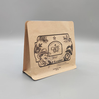 Papel Kraft PLA Bolsa reciclable biodegradable Papel Kraft de fondo plano resellable Bolsa de café lateral de ocho lados