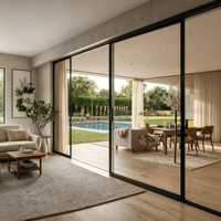 Fenêtre coulissante en aluminium noir KOJOON avec 4 panneaux, design moderne pour maison neuve, grilles de fenêtre pour fenêtres coulissantes