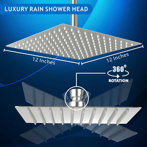 <strong>Square</strong> 12 Inch Rain Brushed Nickel <strong>Shower</strong> <strong>Head</strong> Ceiling Waterfall Large Rainfall <strong>Shower</strong> <strong>Heads</strong> Stainless Steel - Product Image 3