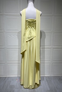 OUDINA <span class=keywords><strong>Abito</strong></span> <span class=keywords><strong>Lungo</strong></span> Estivo da Donna, Stile Europeo, Casual, Monospalla, Tinta Unita, con Spacco e Schiena Scoperta - Product Image 4