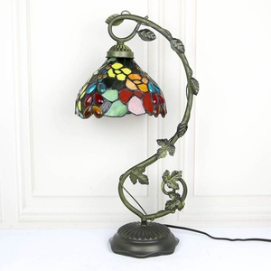 LongHuiJing Eco-Friendly Simple Mediterranean Style Stained Glass LED Table Lamp 8-Inch Handmade Shade AC E14 Base for Reading - Product Image 5