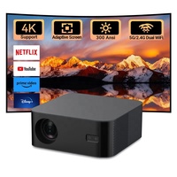 Hotack Dernier projecteur intelligent L016AN Projecteur LED 4K portable 1080P supportant WiFi BT avec objectif de mise au point automatique pour un usage domestique