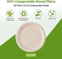 Ensemble de vaisselle jetable Vaisselle biodégradable Assiettes en papier bagasse compostables Fourchettes extra longues, couteaux et cuillères pour fête