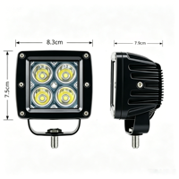 3.3Inch 12W Rectangle LED Work Light 4D Lens IP68 Waterproof 12-48V 800lm 6000K Auxiliary Driving Lamp Offroad Car Truck