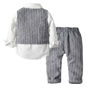 Ensemble 3 pièces chemises + gilet + pantalon à manches longues pour garçon, <span class=keywords><strong>tenue</strong></span> d'anniversaire de 1 an, bonne qualité, KBLS-019 - Product Image 2