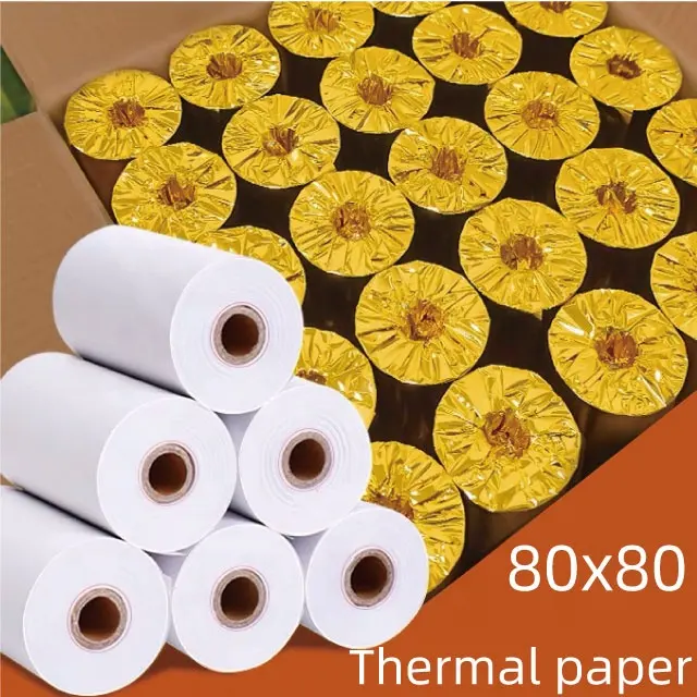 กระดาษนำความร้อน80x80ม้วนกระดาษรับความร้อนเครื่องคิดเงินใช้ในซูเปอร์มาร์เก็ตแบบสั่งทำ