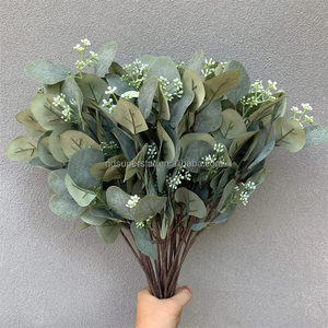A-370 批发塑料仿真绿色人造桉叶装饰品，适用于圣诞节复活节餐桌插花，43厘米 - Product Image 1
