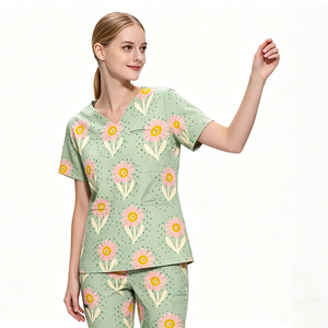 Tenues médicales personnalisées : Ensembles de blouses et pantalons en coton mélangé, durables, doux et amusants, adaptés aux cliniques pédiatriques et aux garderies. - Product Image 2