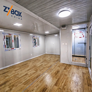 Bureau <span class=keywords><strong>de</strong></span> chantier modulaire préfabriqué gris <span class=keywords><strong>de</strong></span> 40 pieds, extensible, anti-corrosion, avec façade vitrée intégrale, pour usage commercial - Product Image 2