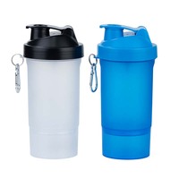 Nouveau Style 3 Couche Protéine Shaker Sans BPA Sports Gym Shaker Bouteille Boucle Mélange Shaker Tasse avec Compartiment à Poudre pour Fitness