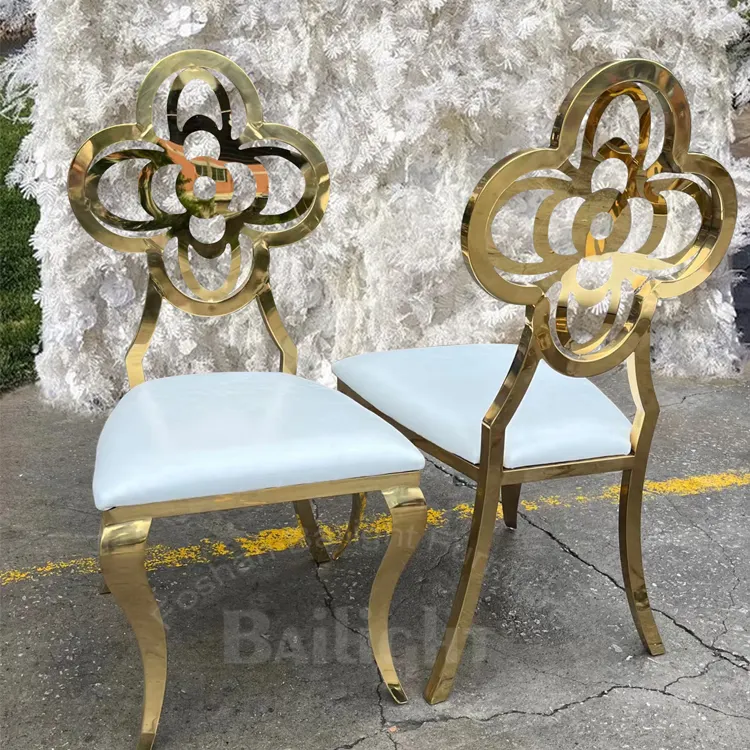 Bailight gold chair for party tables and chairs gold metal event chair design