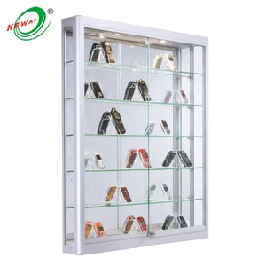 Tủ trưng bày kính toàn cảnh, cửa trượt, gắn tường, có đèn LED, dành cho cửa hàng thuốc lá, cửa hàng điện thoại di động - Product Image 1