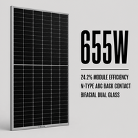 Panneaux solaires MULOYAL 655W, efficacité 24,2%, double vitrage, cellule bifaciale, module 210mm x 210mm, 2382mm x 1134mm pour usage utilitaire