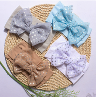Nouveau Bandeau en Nylon pour Bébé Fille, Grand Nœud Imprimé Étoiles, Turban Doux et Élastique, Accessoire Quotidien pour Cheveux de Tout-Petits, Cadeau