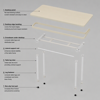 Bureau d'écriture pliant moderne, table rectangulaire en MDF, poste de travail portable autoportant pour bureau, étude et formation