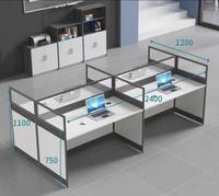 Poste de travail modulaire convertible moderne pour 2 personnes avec écran de séparation, cadre en aluminium et plateau en bois pour bureau à domicile