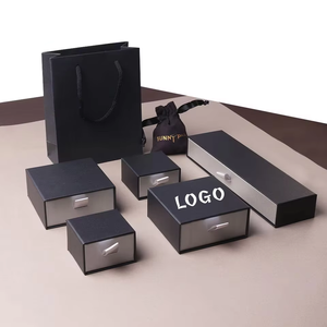 Custom Logo Sliding Drawer Jewelry <b>Box</b> Paper Packaging with <b>Black</b> Foam Insert for Necklace Earrings Bracelets Rings - Product Image 1