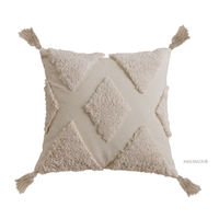Innermor luxe blanc Boho tufté coton taie d'oreiller couverture classique décor à la maison avec motif de fleurs pour coussins et oreillers