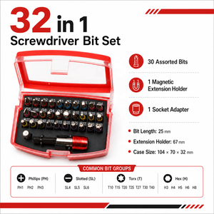 Ulica Kit Cacciavite a Cricchetto Esagonale da 32 Pezzi Fai-da-te, con Impugnatura in Acciaio Cromato, Personalizzabile, Supporto OEM, per Riparazioni, Punte a Taglio e Phillips - Product Image 2