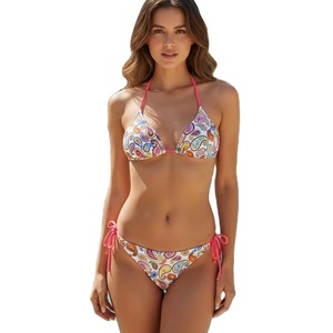ชุดบิกินี่ผูกเชือกปรับได้ ชุดว่ายน้ำผู้หญิงเซ็กซี่ ทรงสามเหลี่ยมพอดีตัว ชุดว่ายน้ำพิมพ์ลายตามสั่ง ชุดชายหาด - Product Image 1