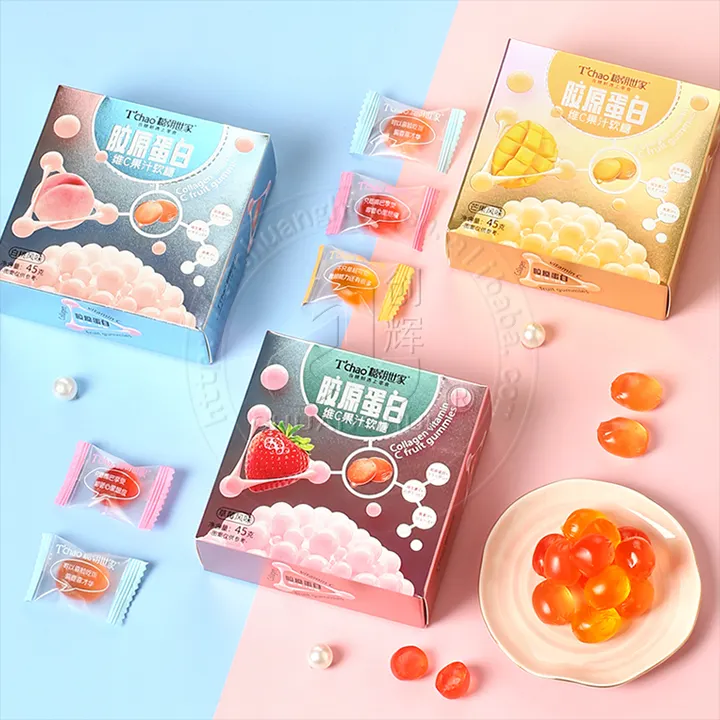 Involucro di collagene cinese aggiunto confetteria gommosa morbida al gusto di frutta VC