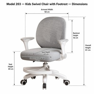 Silla de Oficina Ergonómica de Malla Económica, Silla de Estudio para Niños con Altura Ajustable, Silla Giratoria para Escritorio Infantil - Product Image 2
