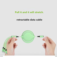 Kabel Data Teleskopik 3 in 1 Macaron Logo Kustom Cocok untuk IPHONE Type-c Android USB Type C Kabel Pengisian Daya 3-in-1