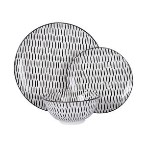 Simple y elegante vajilla restaurante familiar de la cena de impresión negro de cerámica tazones de vajilla platos y tazas - Product Image 3