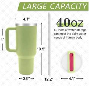 Termo de Acero Inoxidable de Doble Pared Personalizado de 40 oz con Asa y Pajita, Vaso de Viaje para Auto, Ideal para Regalo - Product Image 6