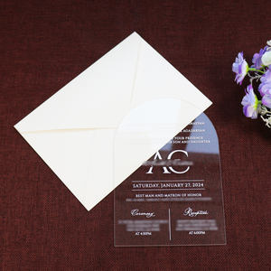 دعوة جميلة من DIY مصنوعة يدويًا من القماش الأبيض مع ظرف من الأكريليك الشفاف مناسبة لحفلات الزفاف وأعياد الميلاد وحفلات السنة - Product Image 5