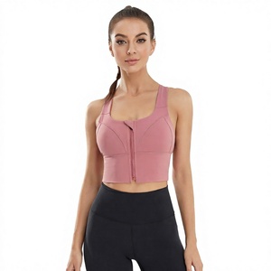สปอร์ตบราซิปสีชมพูสำหรับผู้หญิง บราโยคะไร้ตะเข็บแบบ Racerback รองรับแรงกระแทกสูง สำหรับฟิตเนสและยิม - Product Image 3