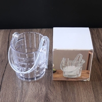 Seau à glace en verre et pinces avec poignées, 900 ml, accessoires de bar pour la maison, seaux à glace pour les fêtes, seau à champagne, congélateur en verre