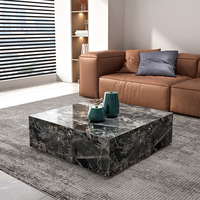 Table basse de salon de luxe italienne 2026, design moderne Normcore, haut de gamme, en ardoise claire, durable