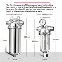 Carcasa de Cartucho de Prefiltro de Agua de Acero Inoxidable Azul Grande de 10 Pulgadas con Abrazadera Triple Sanitaria de Filtración Personalizada de Alta Precisión